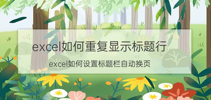 excel如何重复显示标题行 excel如何设置标题栏自动换页？